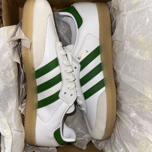 Adidas Samba Classic White with Green Stripes